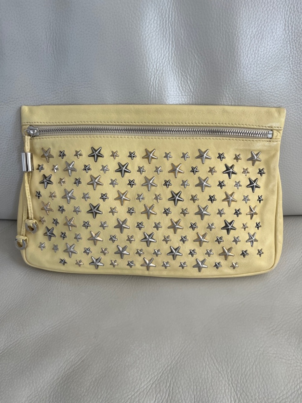 Jimmy Choo Star-Studded Yellow Leather Clutch